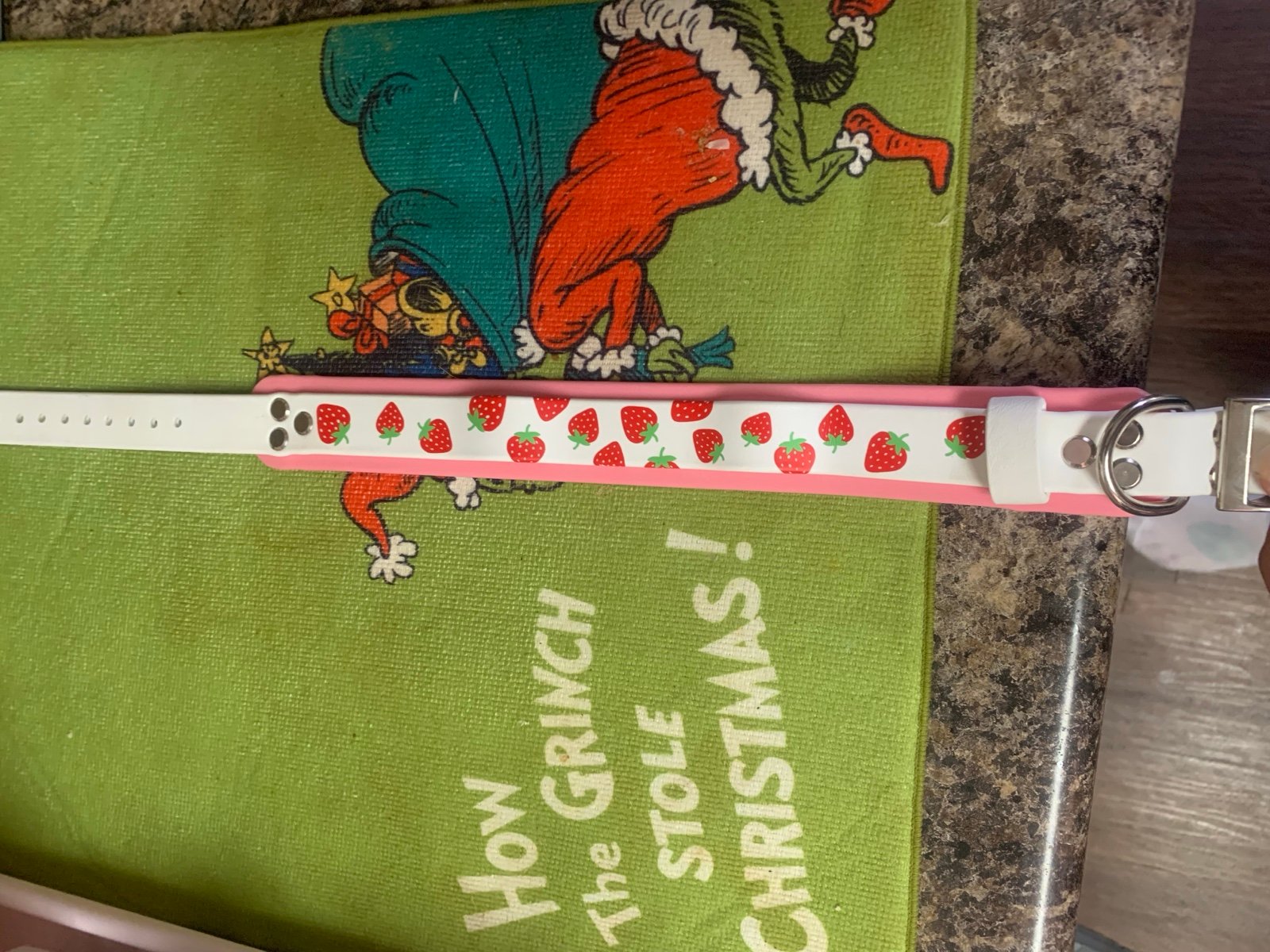 Custom strawberry biothane collar