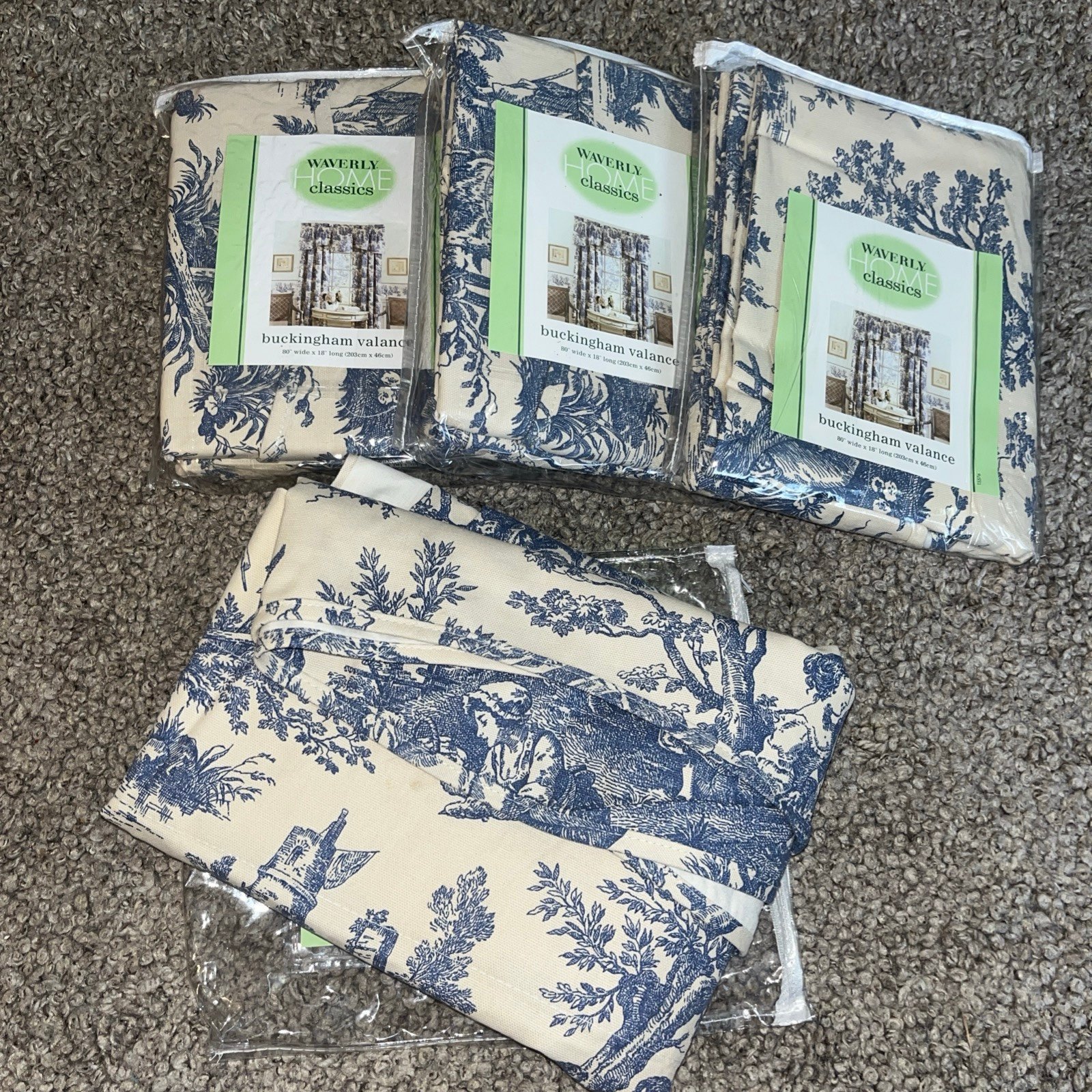 Waverly Country Life Wedgewood Buckingham Valance Blue Cream 18 x80 Scalloped