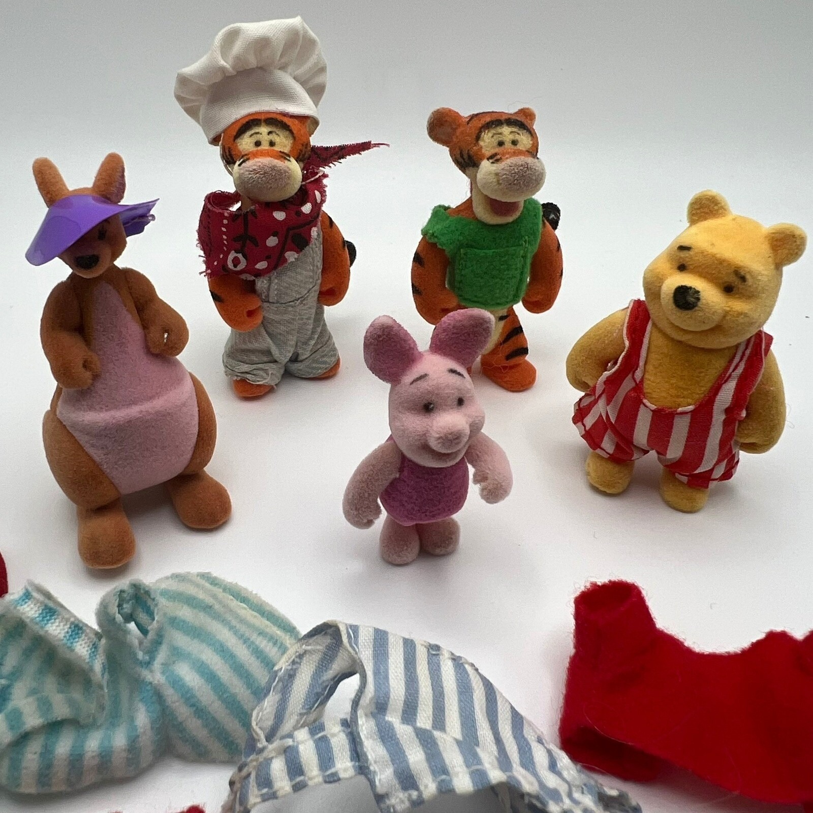 Winnie the Pooh Friendly Places Fuzzy Mini Figures – Lot of 5 – Clothes Included