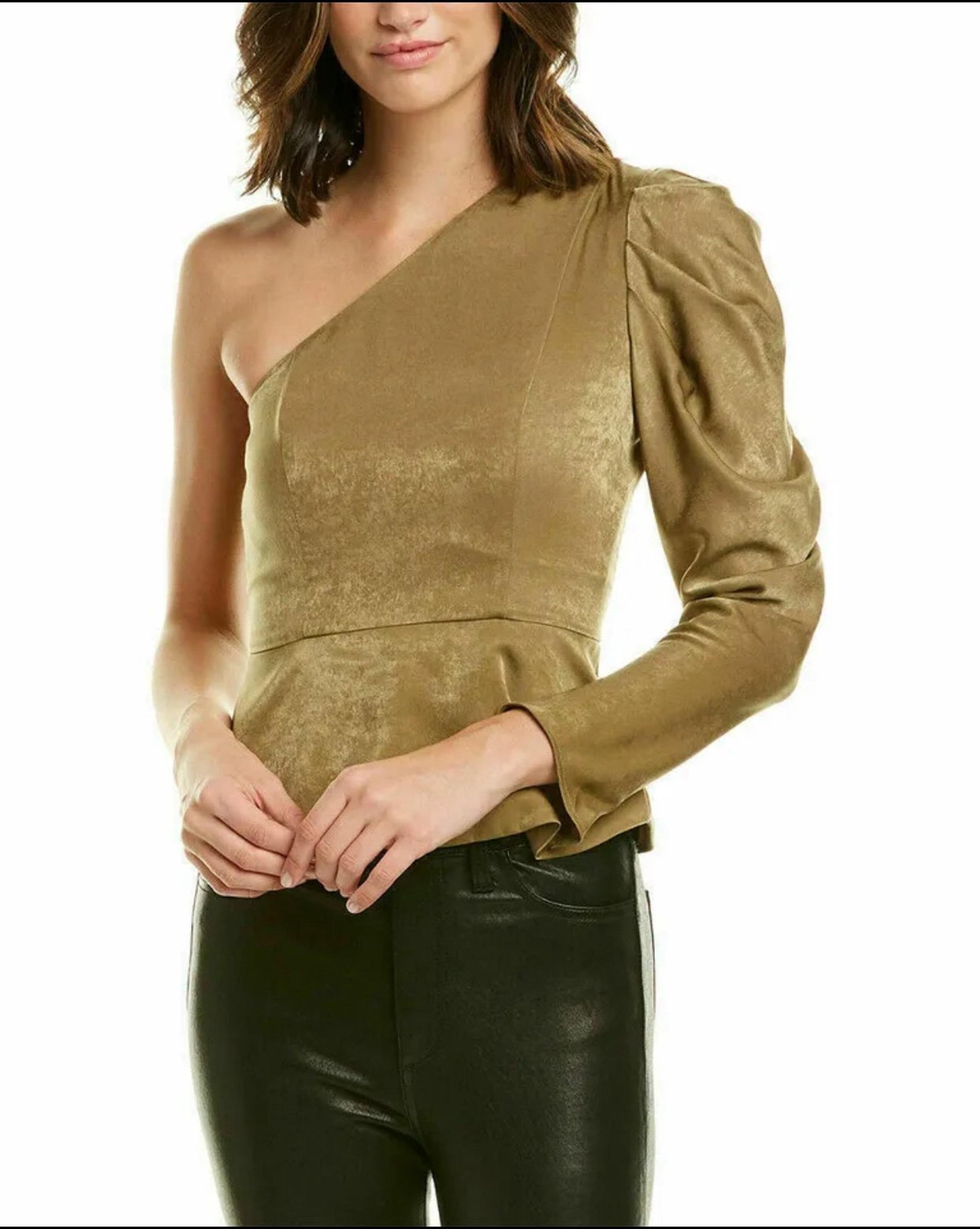 NWT BCBGMAXAZRIA "LILLYAN" Green Blouse Size Small