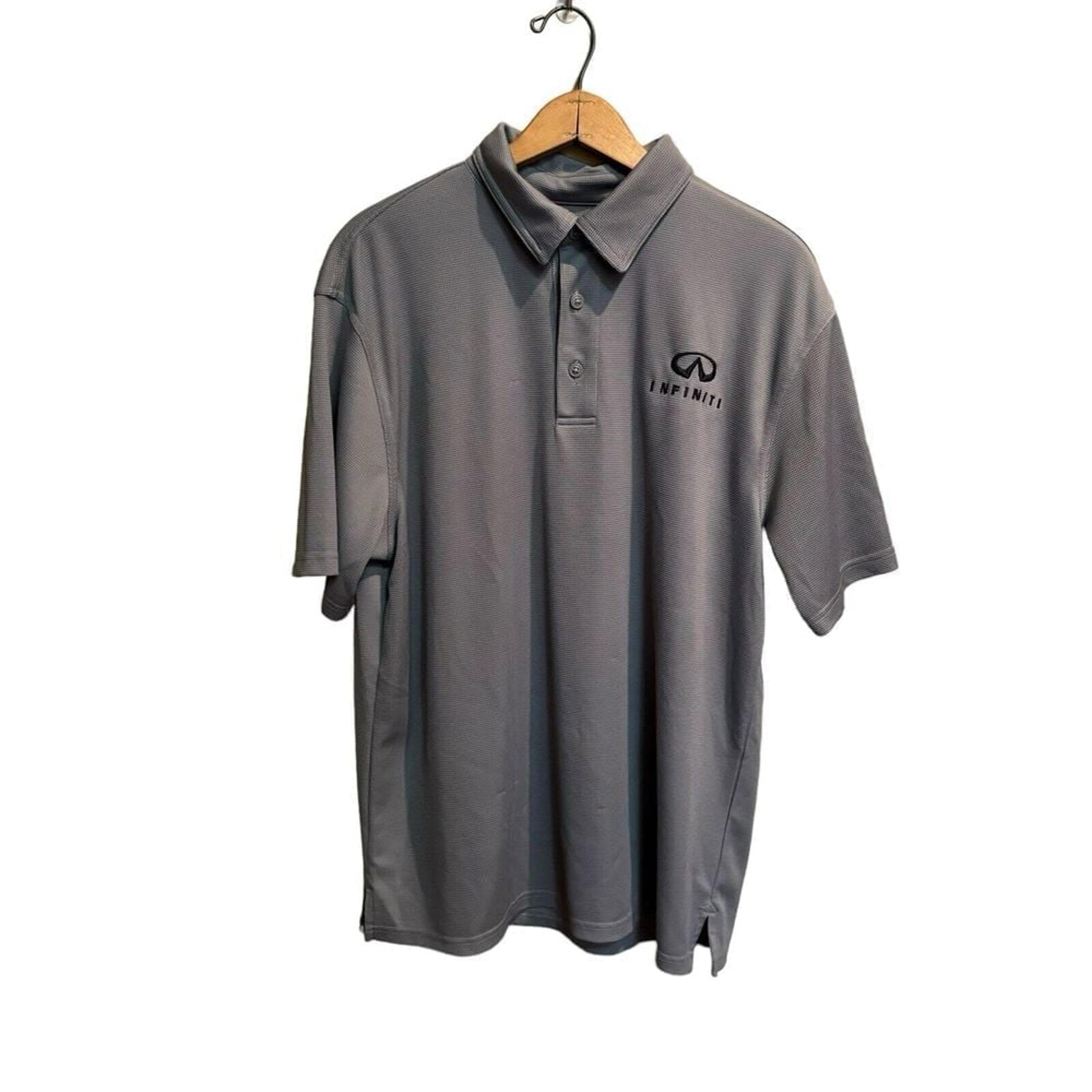 Infiniti Men's Red Kap Gray Polo Size Large Short Sleeve Work shirt Dealership