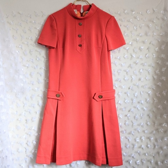 Vintage 1960s Lilli Ann Coral Mod Dress