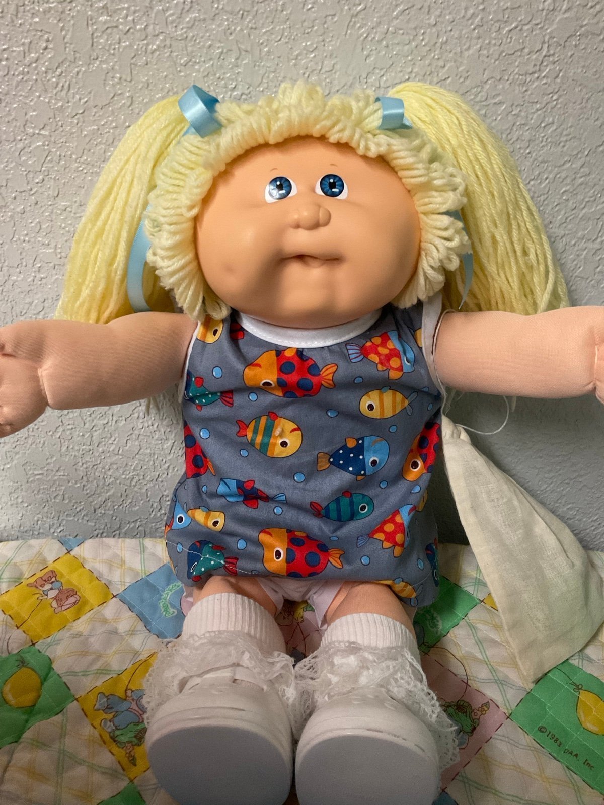 Vintage Cabbage Patch Kid Designer Line Girl Lemon Hair Blue Eyes HM#18 1989