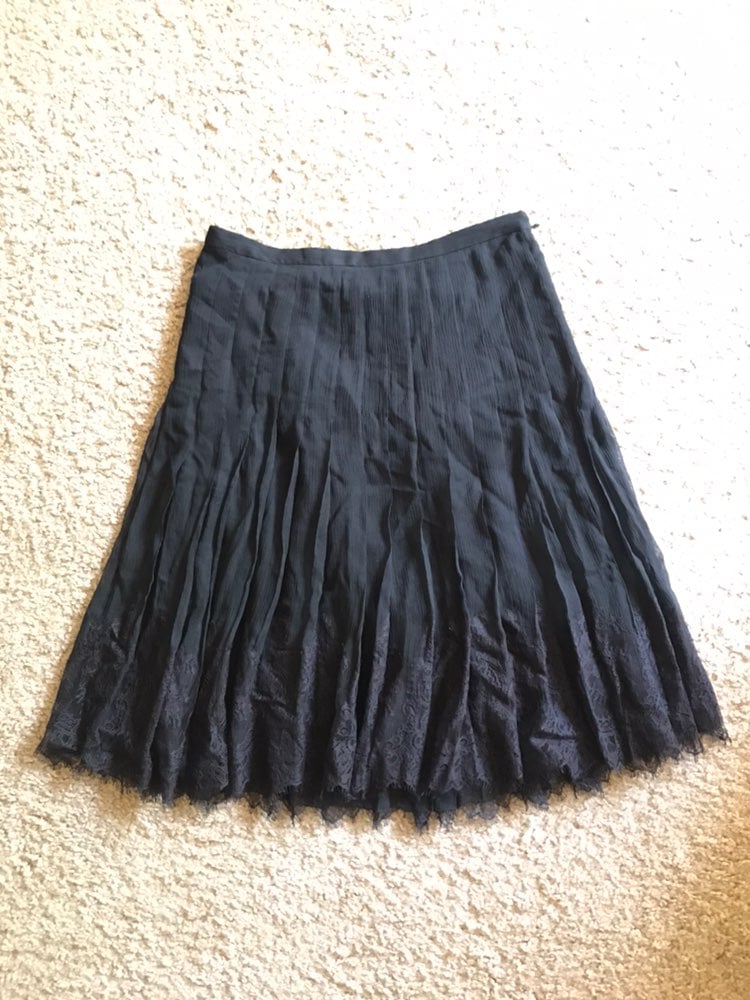 Saks Fifth Avenue black silk lace skirt