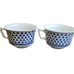 2 Vntg Adams Brentwood 2.5 Flat Cup English Ironstone Blue Clover On Rim