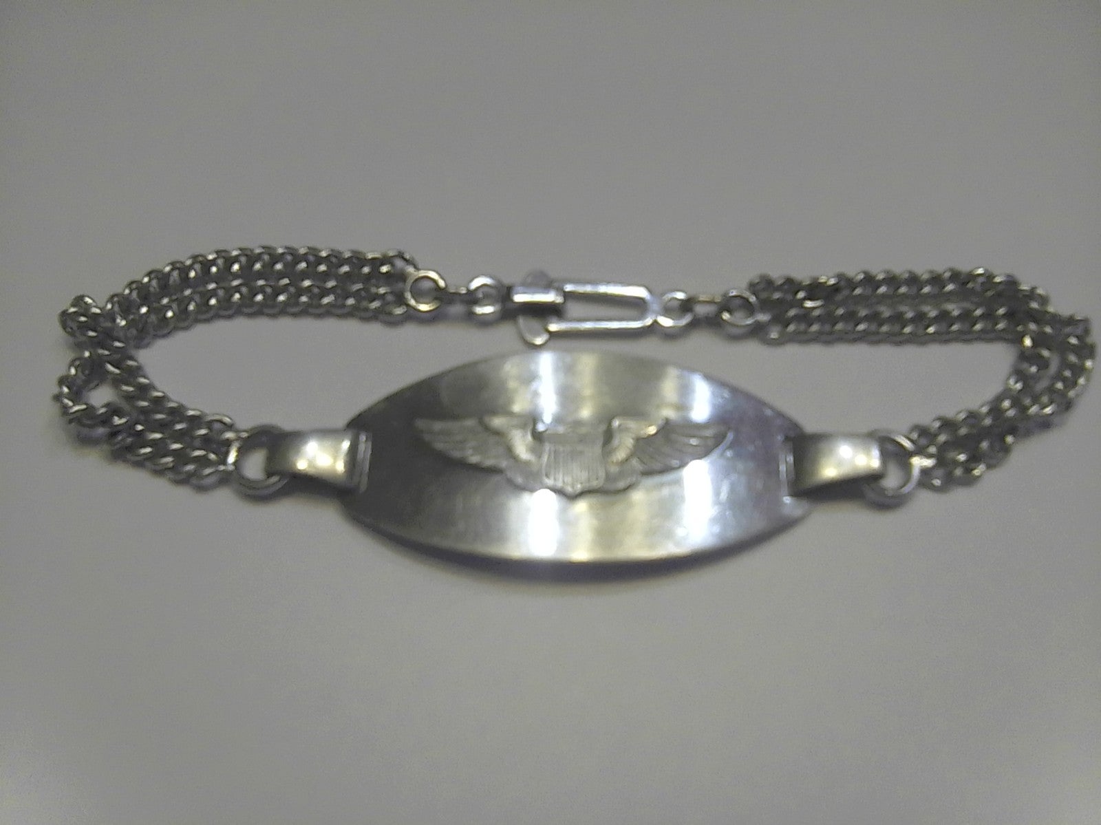 Sterling Silver .925 Vintage Aviator Sweetheart ID Military Bracelet