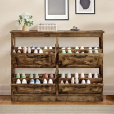 Shoe Cabinet w/ 4 Flip Drawers Entryway Hallway Shoe Storage Organizer
