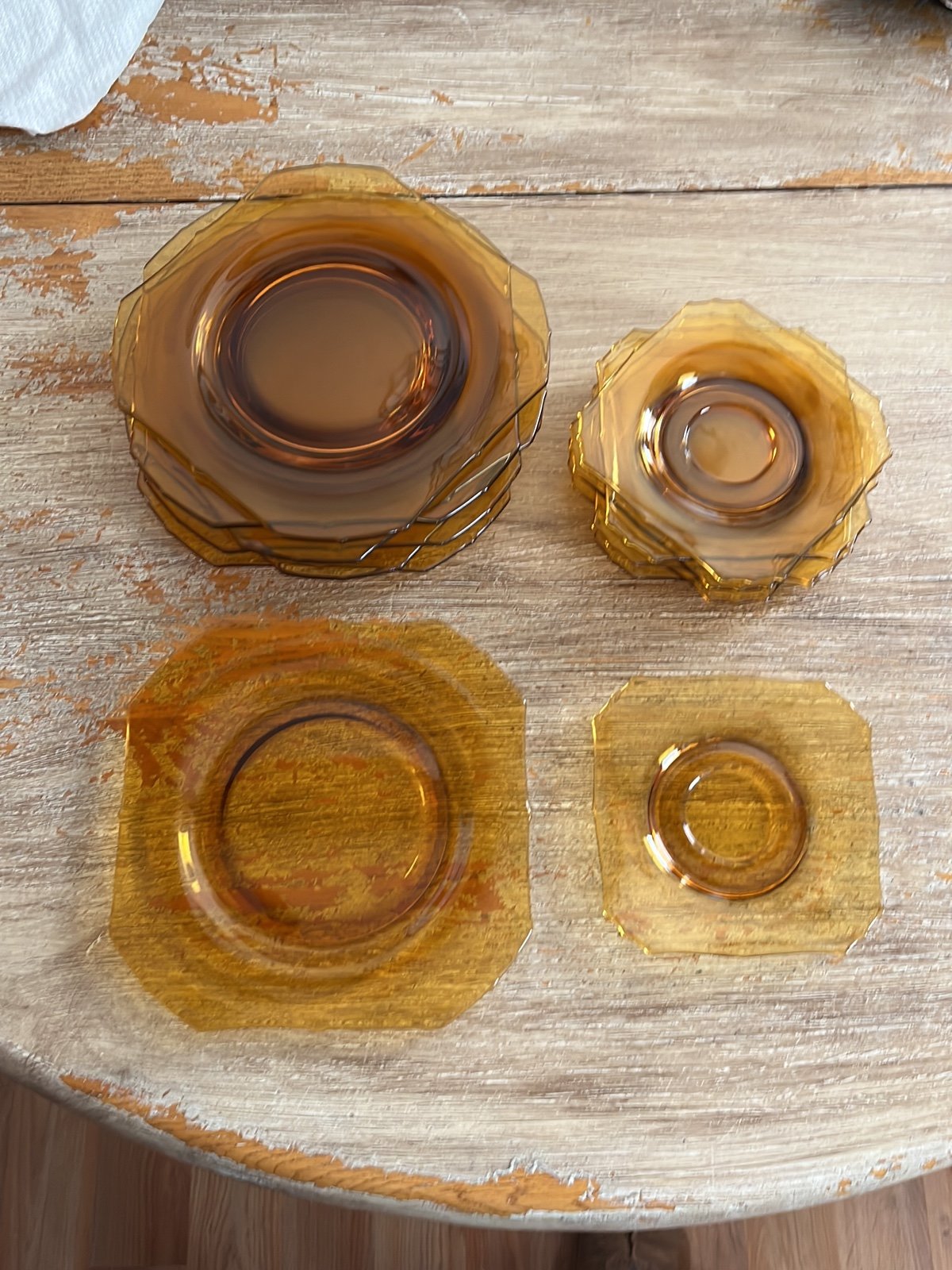Vintage amber depression glass plates