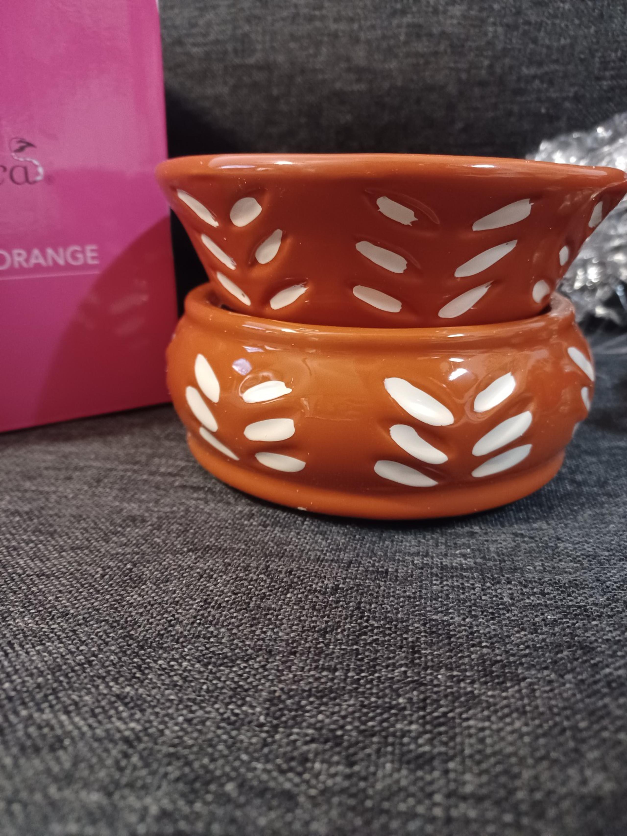 Natural Textured Orange Ivory  Simmer Pot Pink Zebra Wax Warmer warms oil