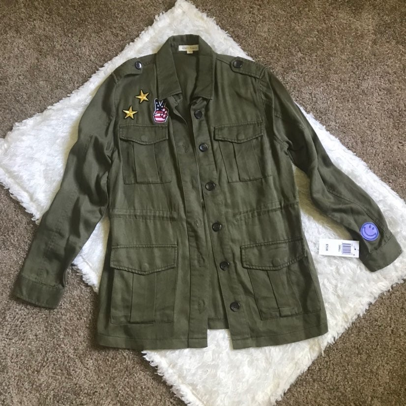 Army green military patch jacket