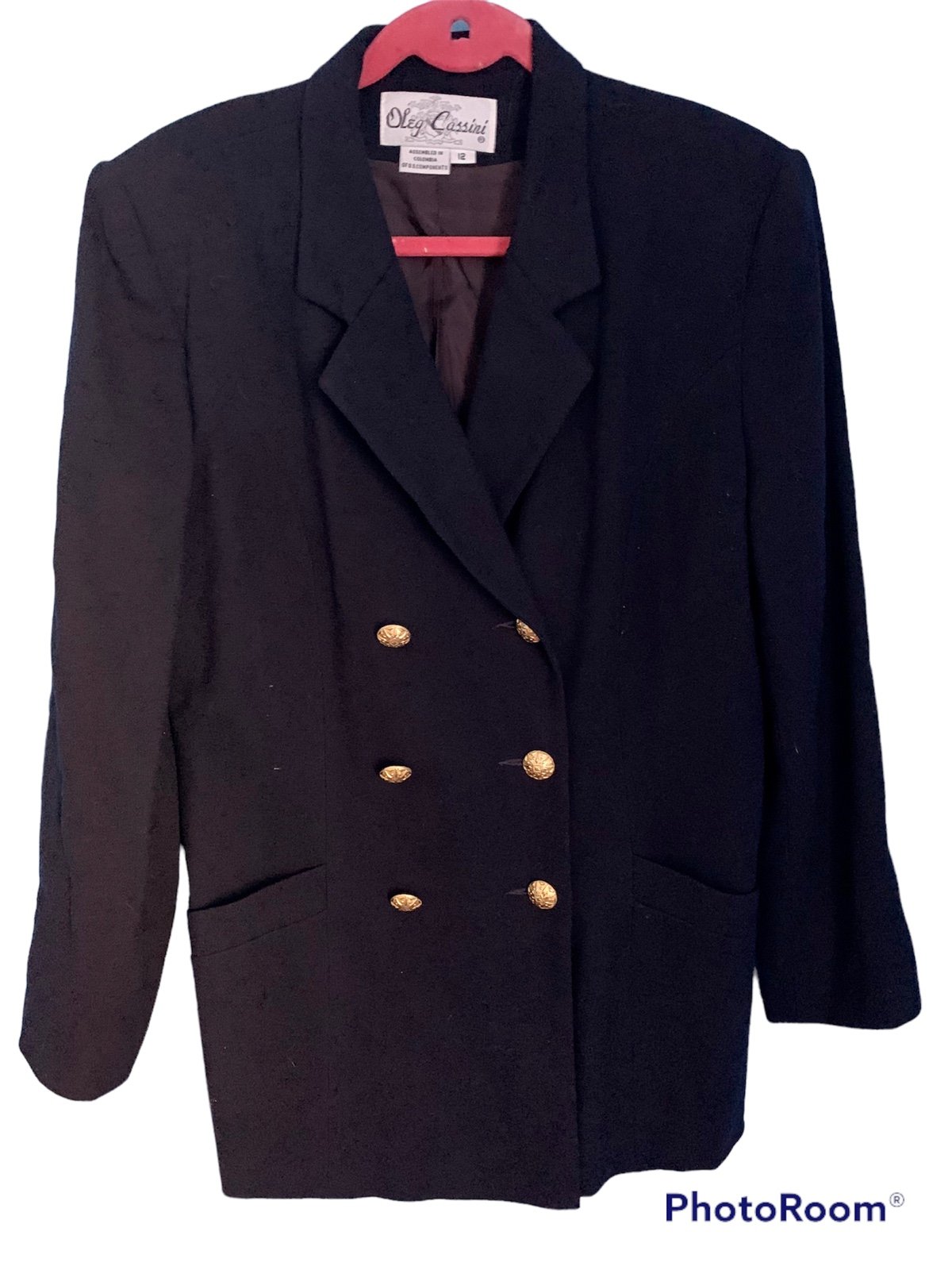 Vintage Oleg Cassini Double Breasted Wool Blazer Size 12
