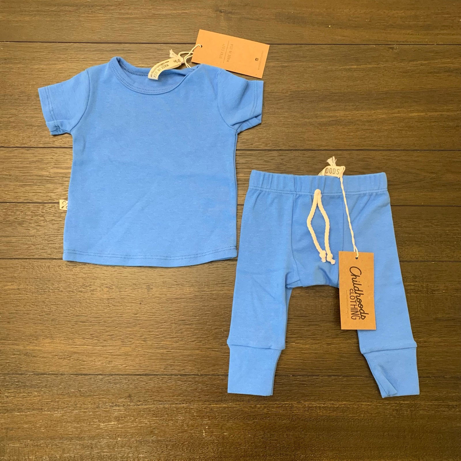NEW Childhoods 3M Marine Blue Rib Knit Tee & Rib Knit Pant Bundle