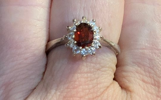 Sterling Silver Diamond Gemstone Ring