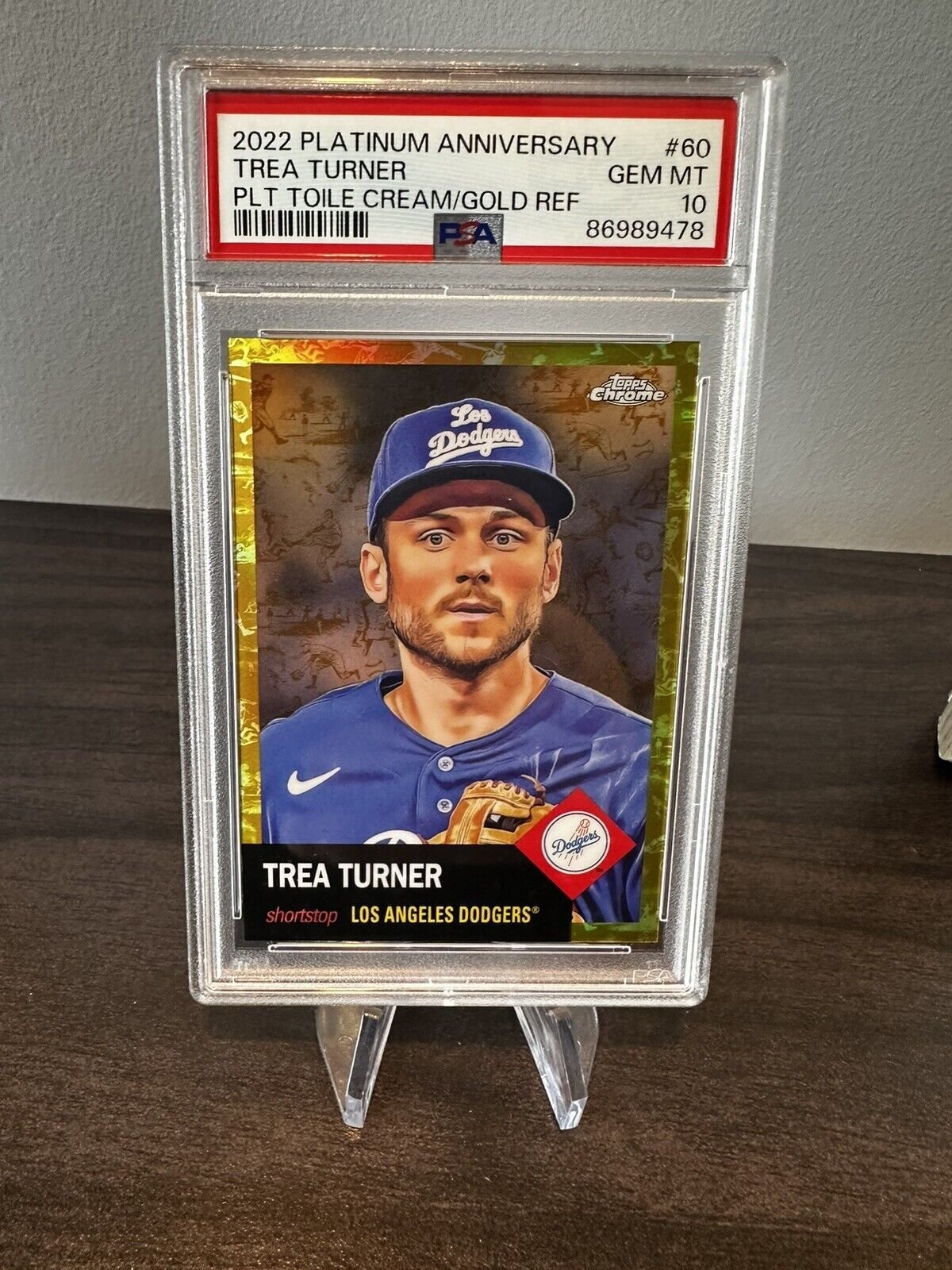 ‘22 Chrome Platinum Anniv. T/C and Gold Refractor /50 Trea Turner PSA 10 POP: