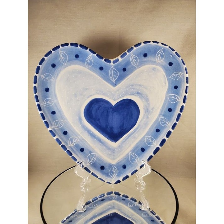 Hand-Painted Blue Heart Ceramic Plate - Bath & Body Works at Home Inspired Desig