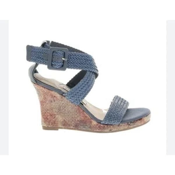 Dana Buchman Vintage Summer Woven Platform Wedge Sandals Blue Purple Size 10