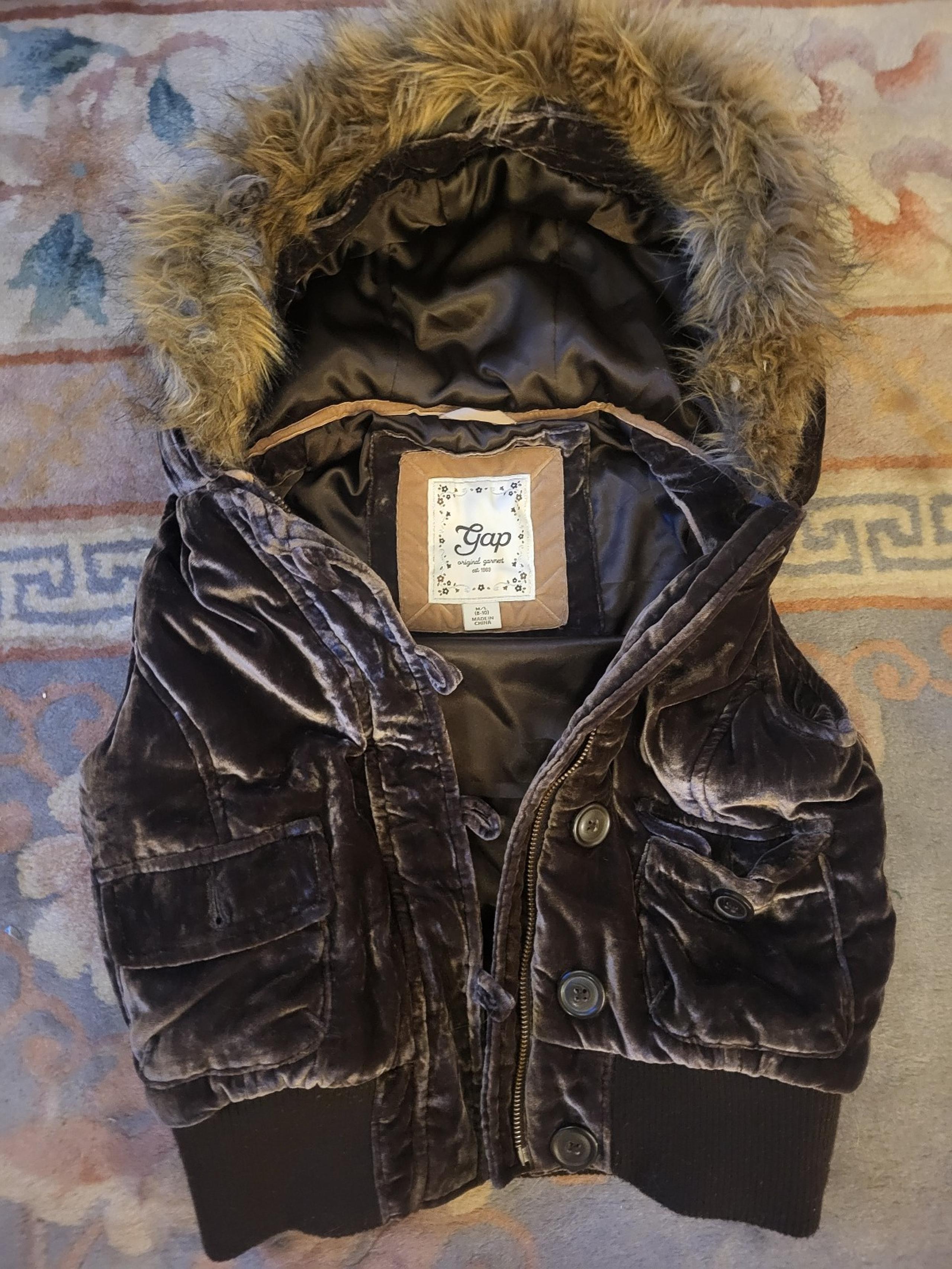 Gap girls velour vest with hood sz M/L