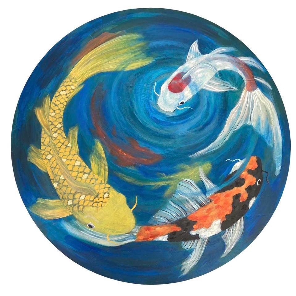 Handmade Acrylic Koi Fish Painting