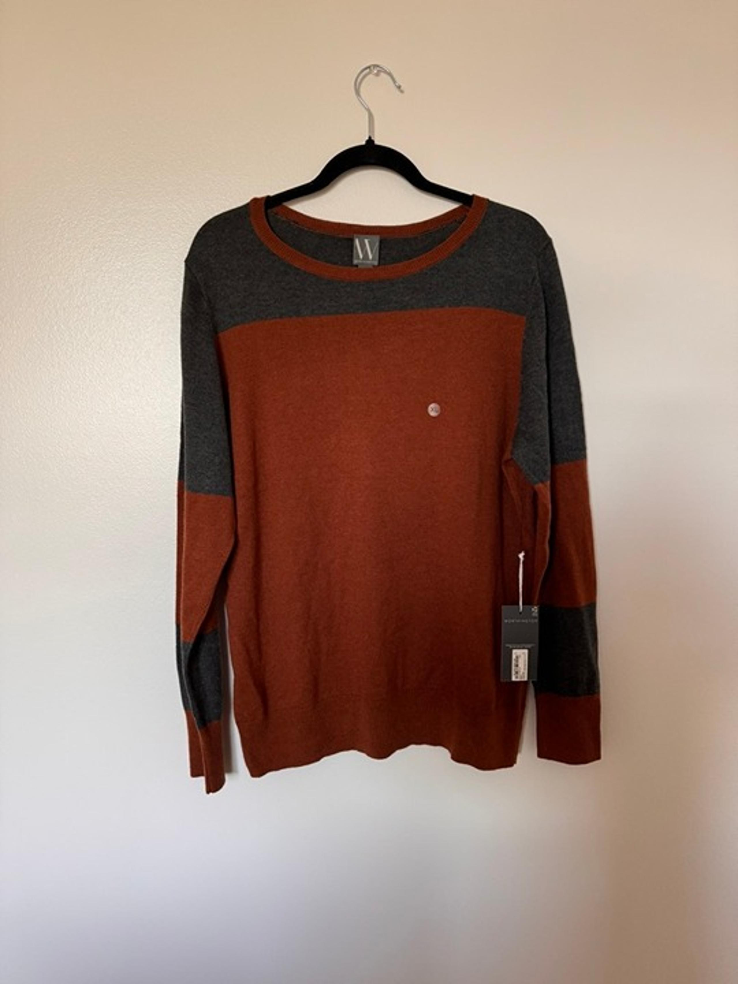 W WORTHINGTON Pullover Sweater Women's Large Brown Grey Colorblock Womens XL NWT