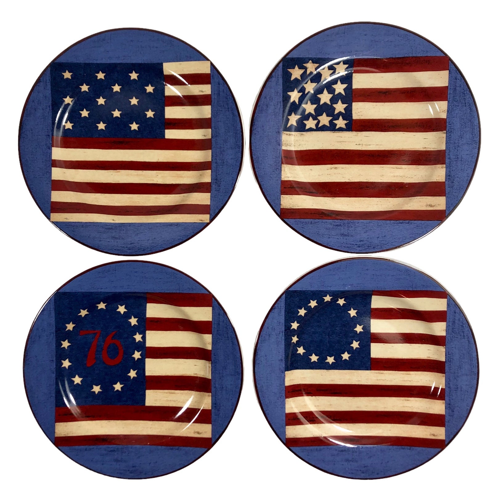 SAKURA Spirit of the Flag by Warren Kimble Set of 4 Ceramic Salad/Dessert Plates