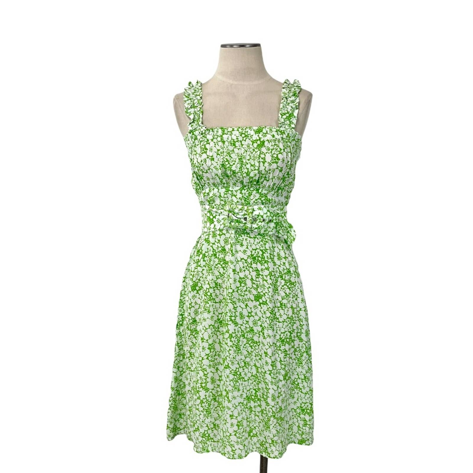 Faithfull the Brand- Mae Freja Green Floral Dress Size XS (2)