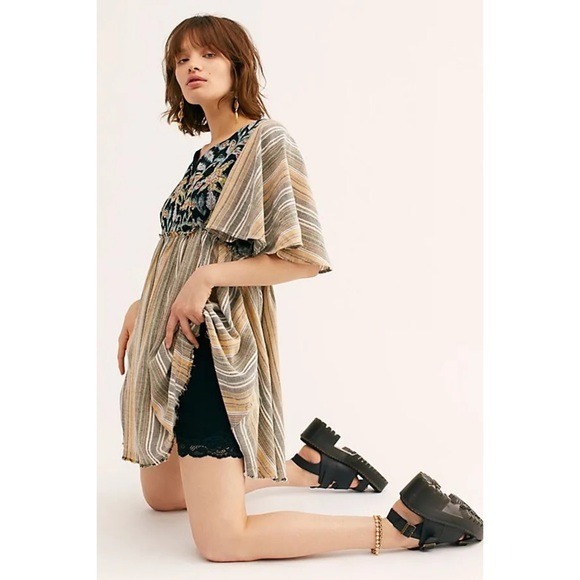 New Free people Under the sun striped boho tunic top Size Medium