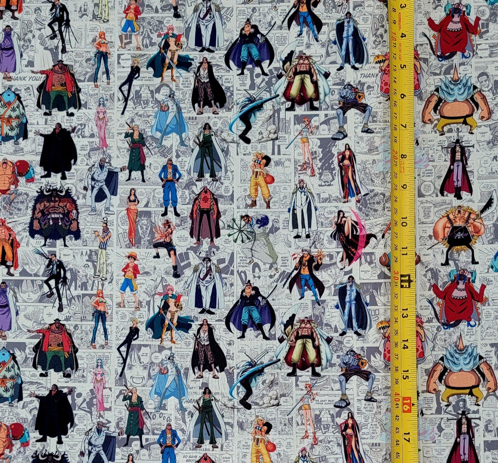 ONE PIECE ANIME BW MANGA BACKGROUND FABRIC 1 YARD