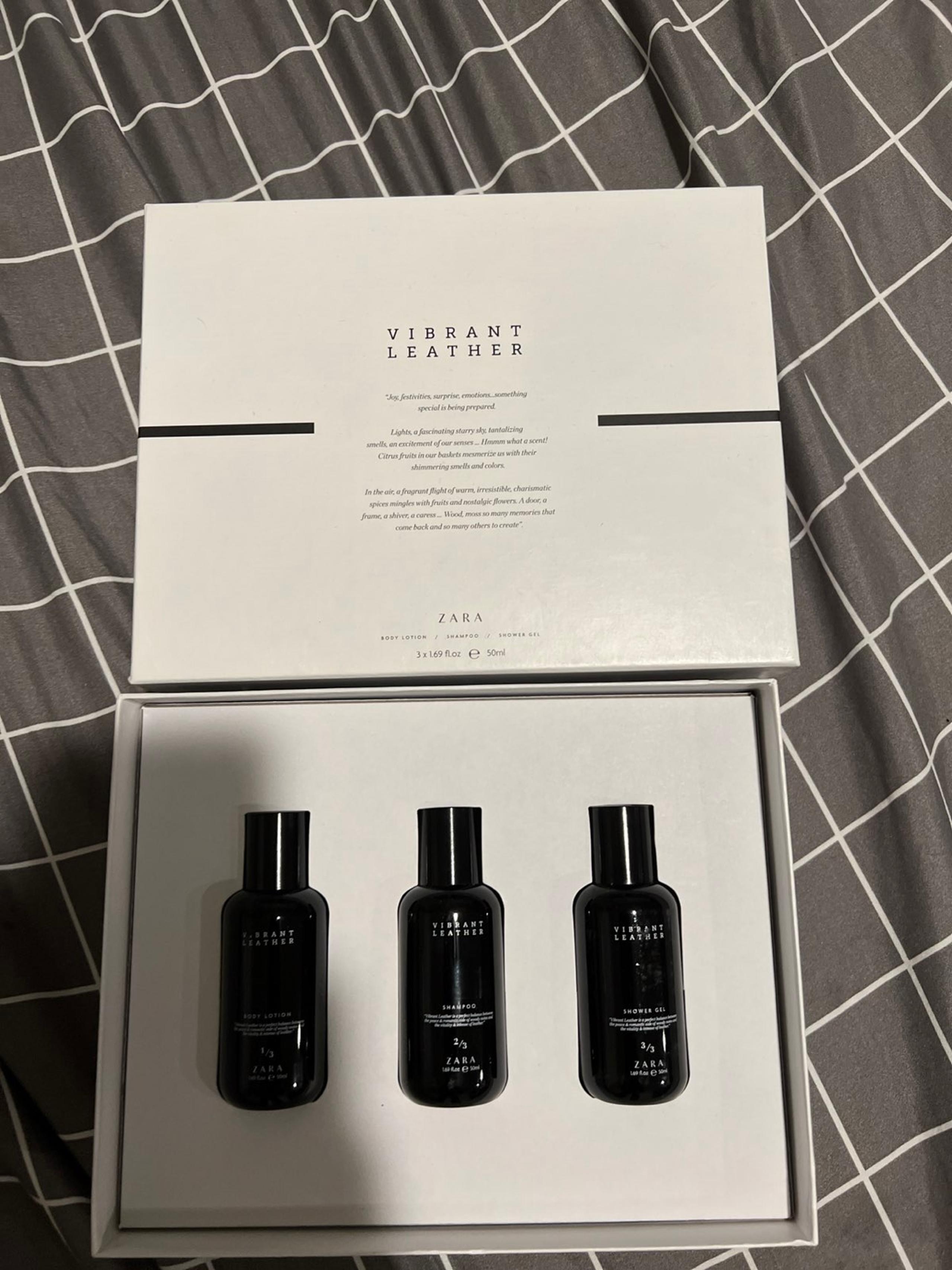 ZARA VIBRANT LEATHER 3pc Set * Body Lotion/Shampoo/Shower Gel * NEW in BOX