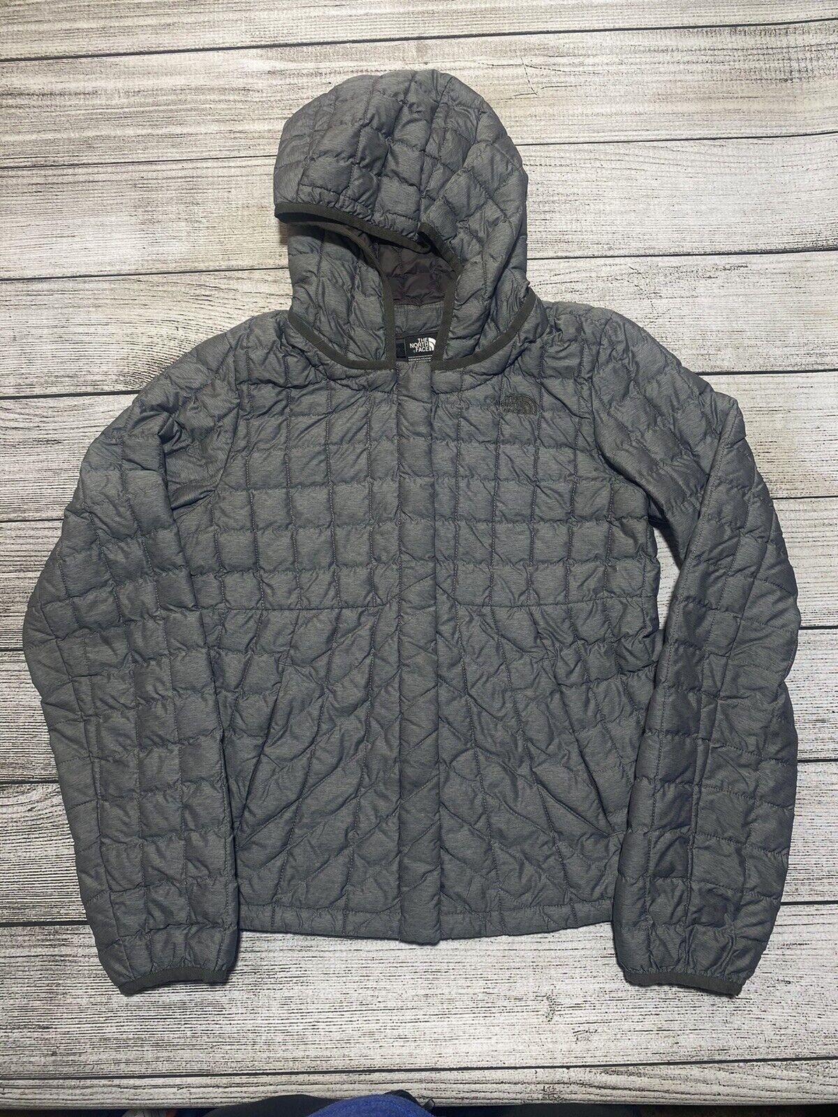 The North Face Womens Small Thermoball Quilted Puffer Jacket Button Snap Coat