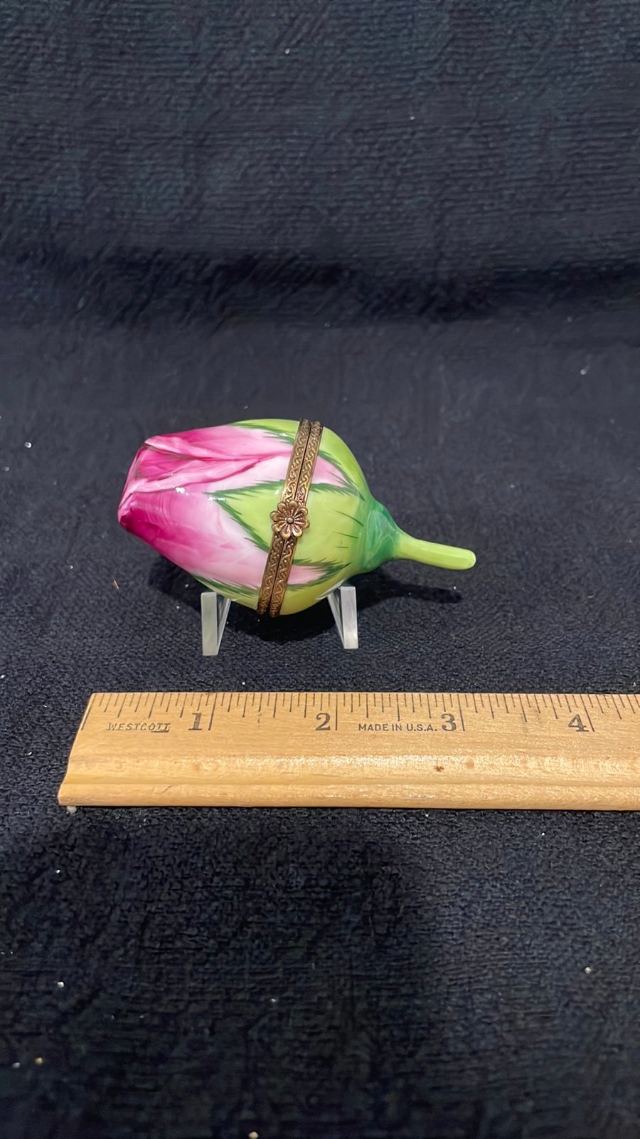 Romantic rose bud Limoges box Ring box or trinket box Rochard, peint main, Fra