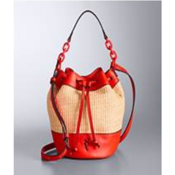 Simply Vera Vera Wang Straw bucket Bag - Natural Orange Straw