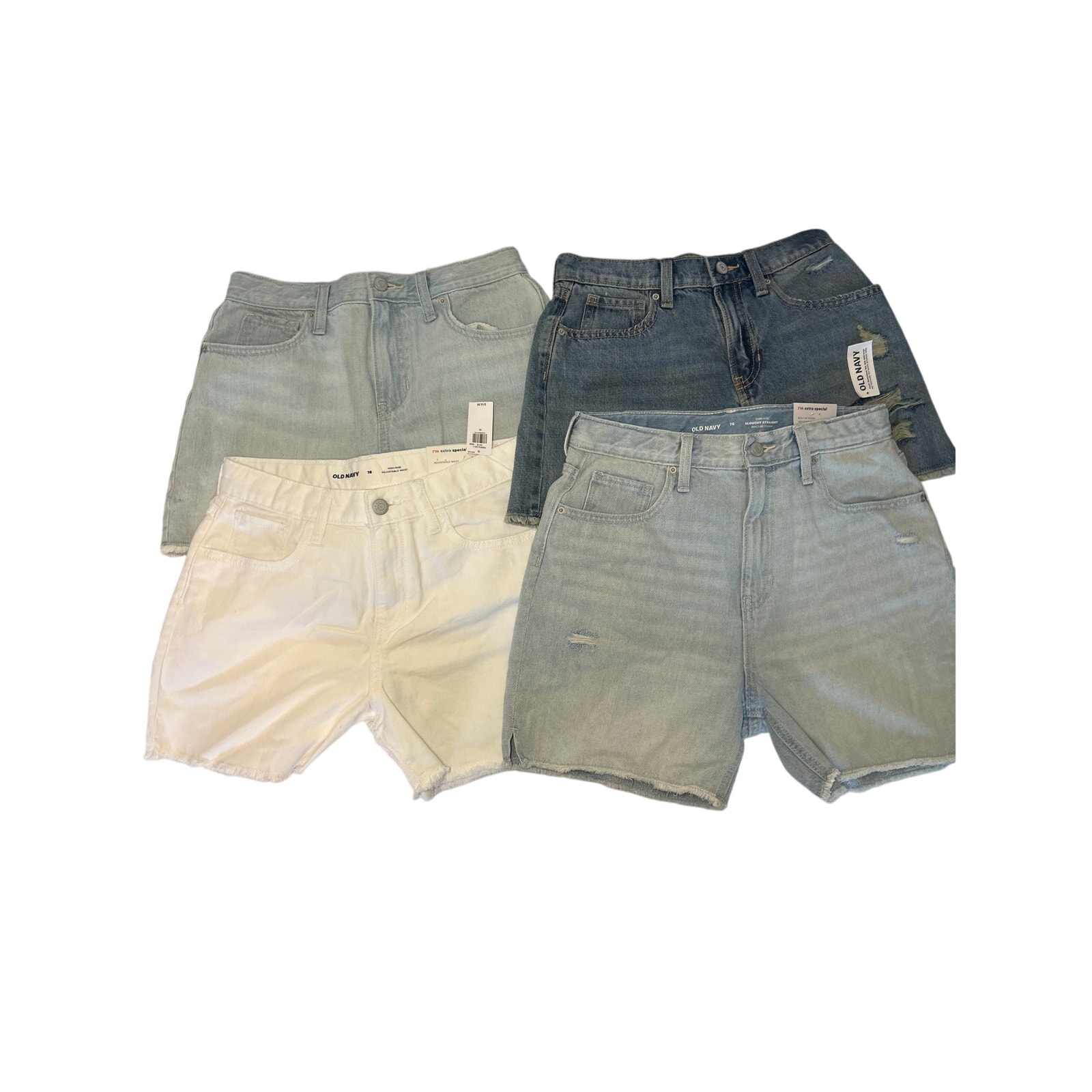 NWT Lot of 4 Old Navy Girls Size 16 Jean Shorts Denim Cutoff High Rise