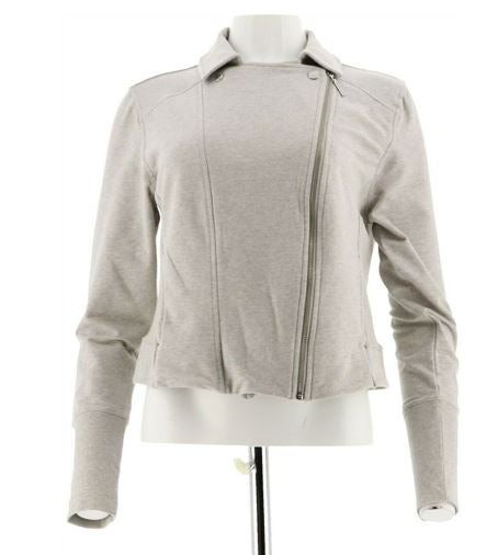 H Halston Terry Zipper Motorcycle Jacket