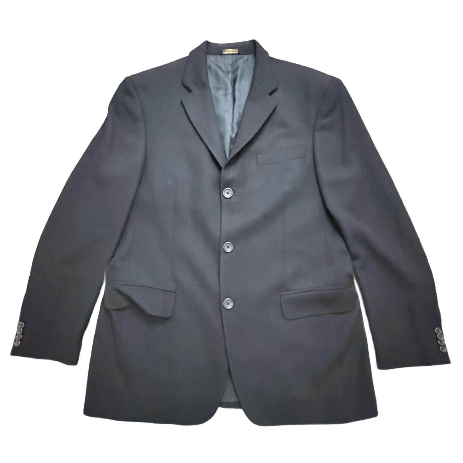 Banana Republic Black Blazer Men 42R Three Button 100% Wool made in Italy Jacket