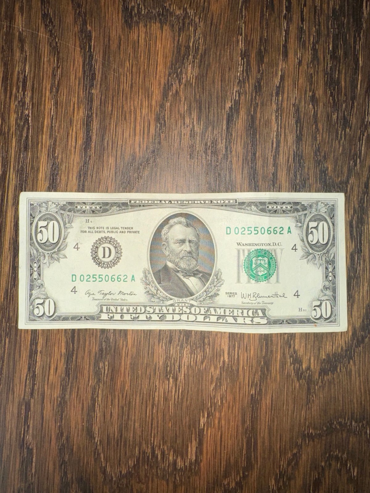 1977 50 Fifty Dollar Bill Excellent Condition