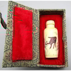 Hand Painted Fish & Engraved Bone and Horn Snuff Bottle w/ Box