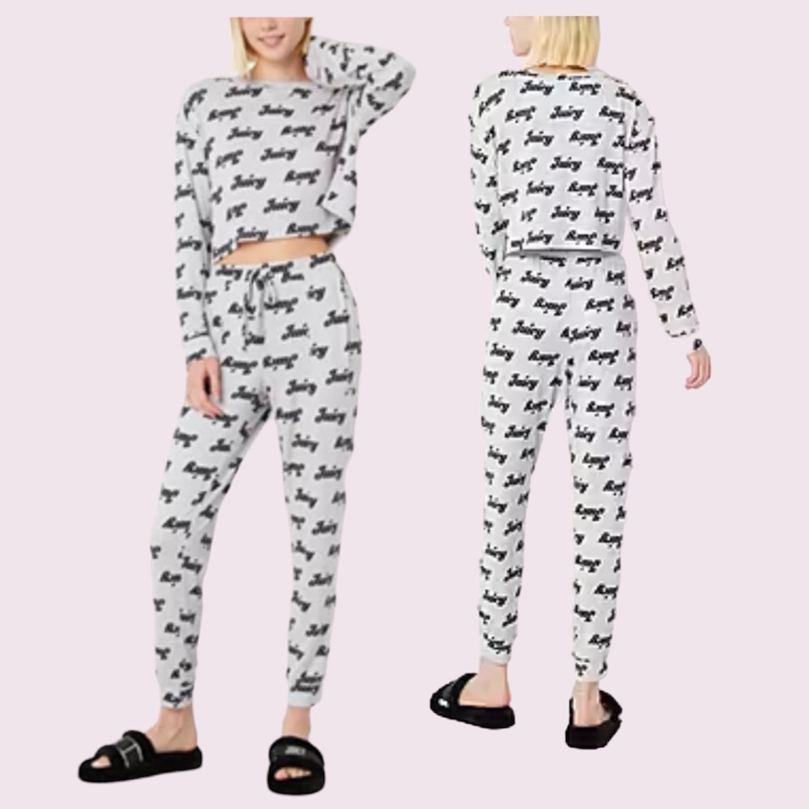 Juicy Couture Gray Juicy Logo Cropped Top & Jogger Pajama Set