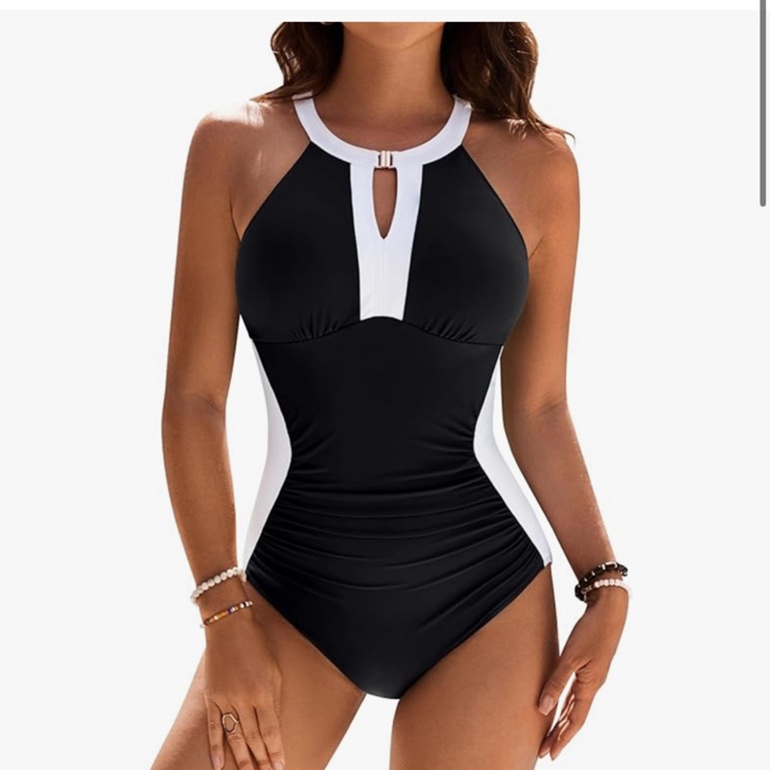BMJL Women’s Tummy Control Retro Color Block One Piece Swimsuit, M