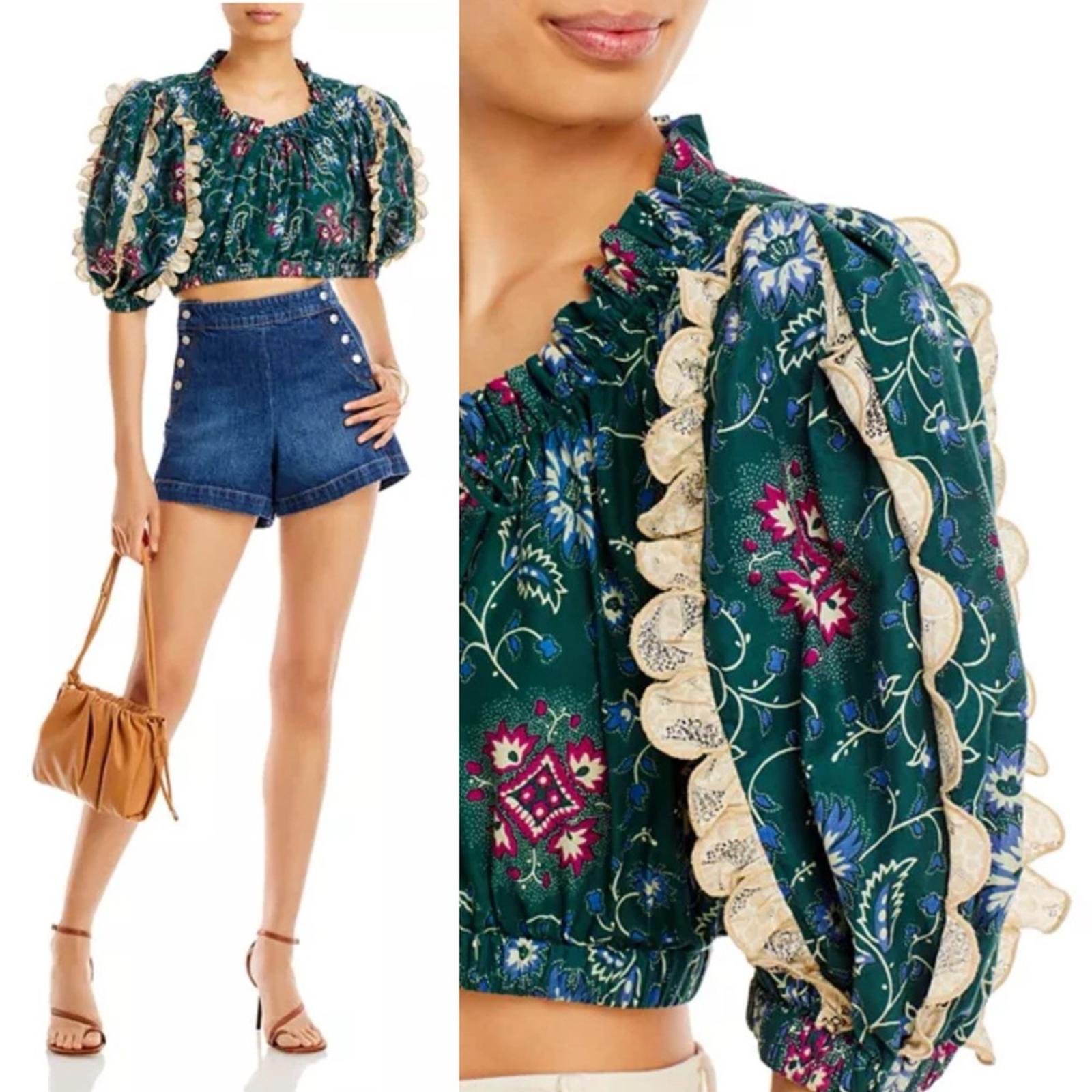 Sea New York Robina Puff Sleeve Cotton Top, Size M New w/Tag 295
