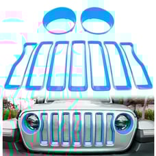 Mesh Grille Grill Insert & Headlight Turn Light Cover Trim for Jeep Wrangler
