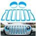 Mesh Grille Grill Insert & Headlight Turn Light Cover Trim for Jeep Wrangler
