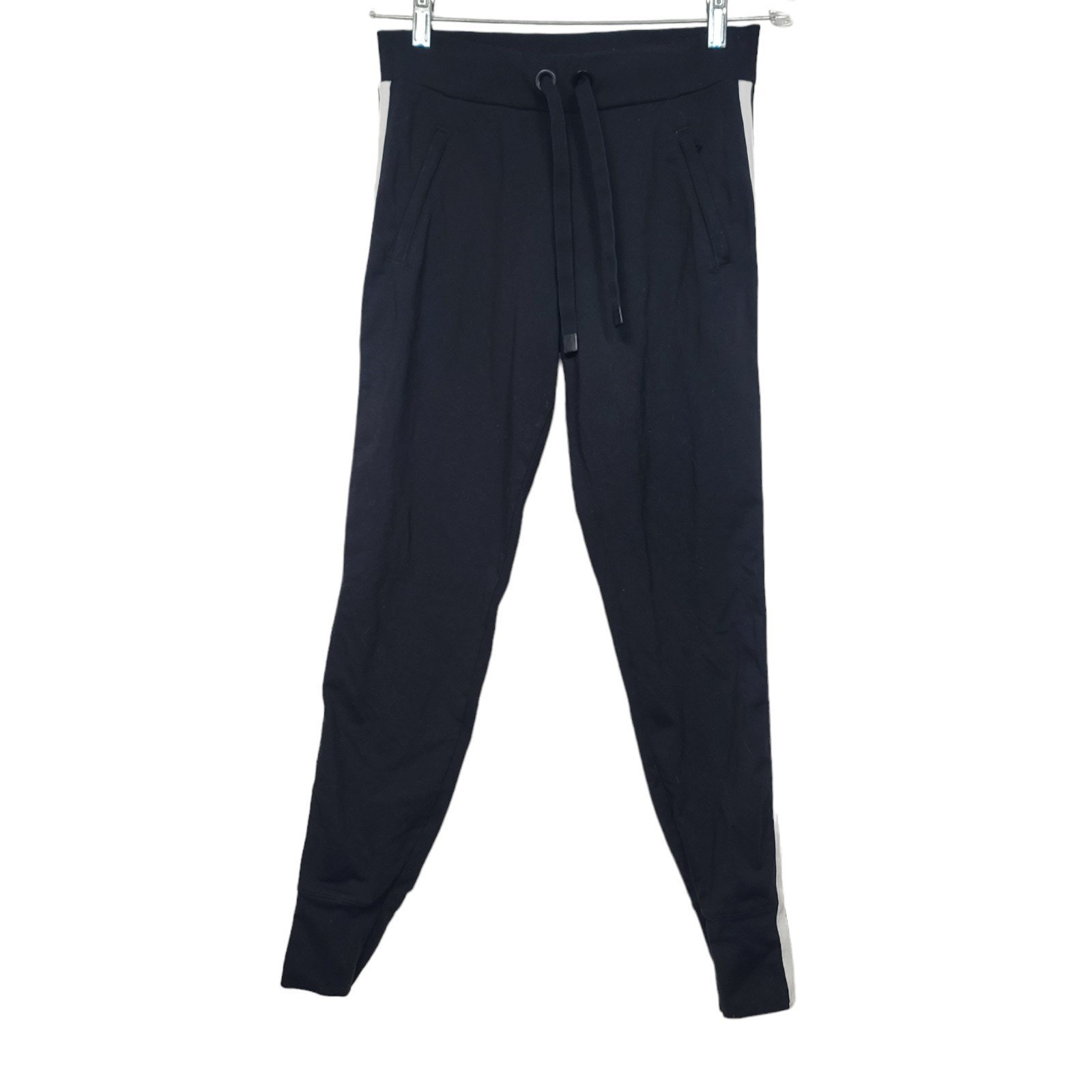 Athleta Metro Trim Track Side Stripes Black & White Jogger Pants XS