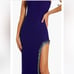 Mac Duggal formal dress maxi purple one shoulder high slit Medium NWT