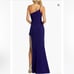 Mac Duggal formal dress maxi purple one shoulder high slit Medium NWT