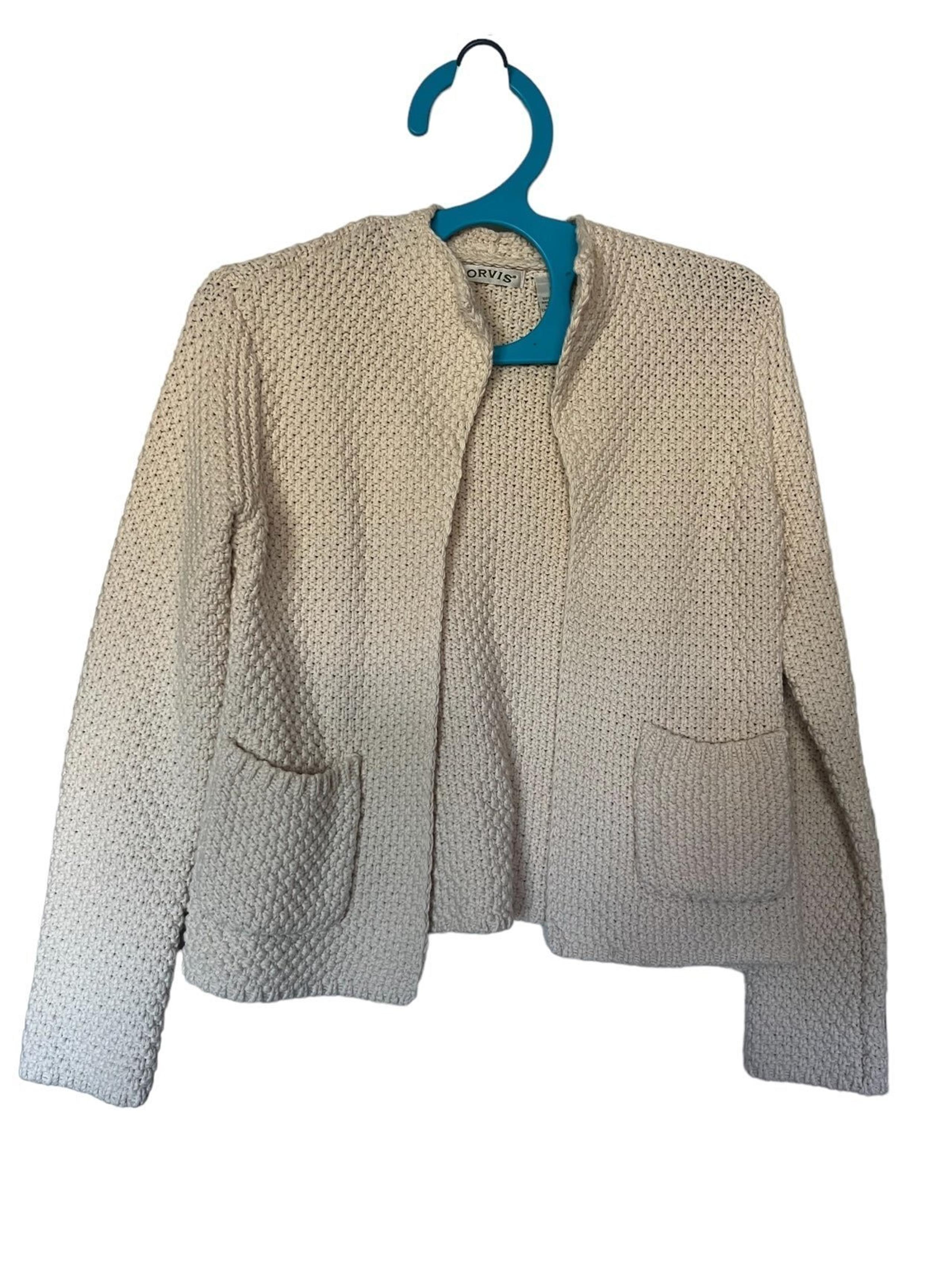 Orvis Knit Open Front Sweater Womens S Cream Cardigan
