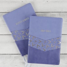 Zondervan NIV Purple Leather Soft Study Bible & Rejoice Always Journal Set