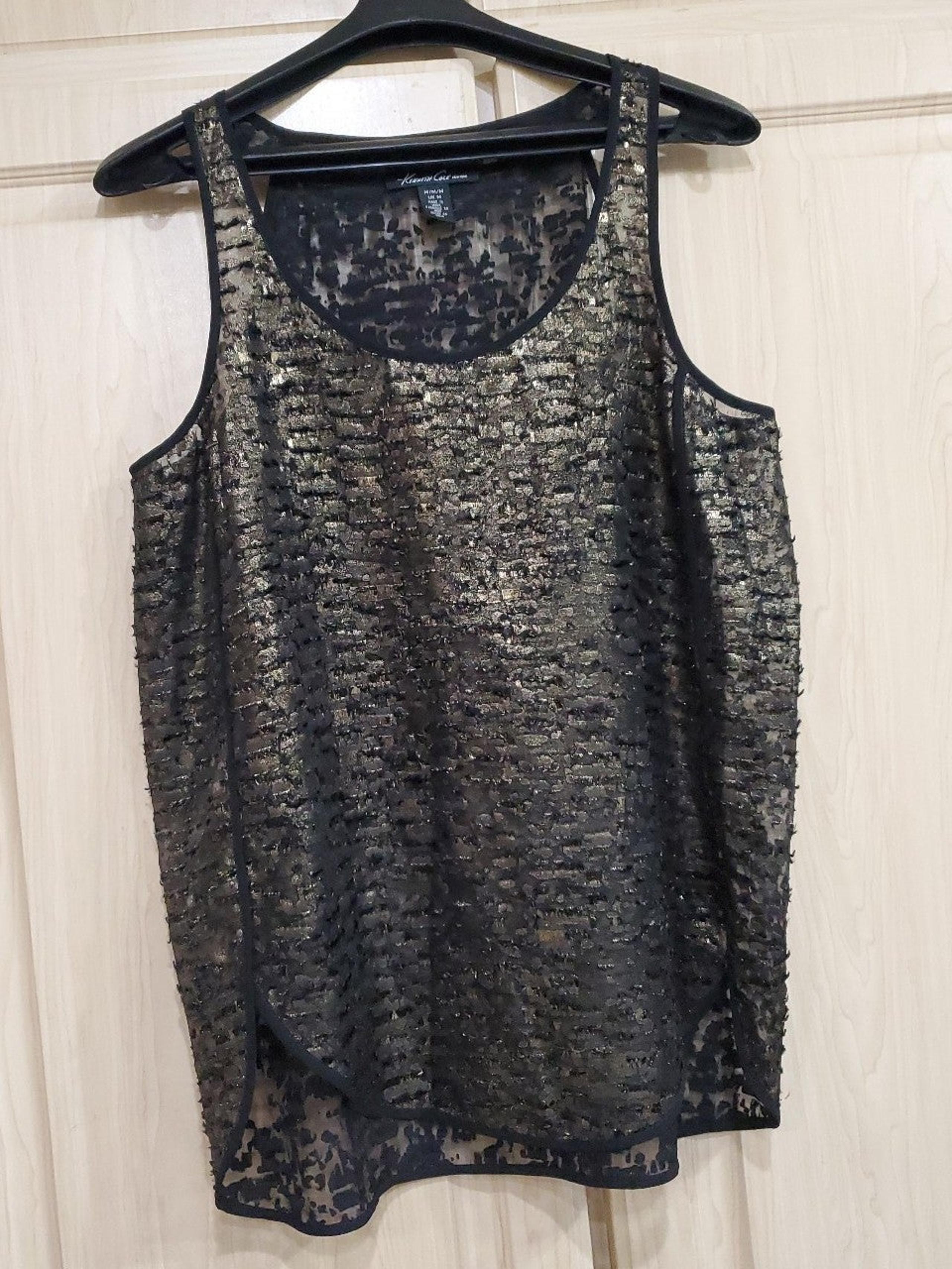 Kenneth Cole New York Women's Tank Top Size Medium Sheer metallic