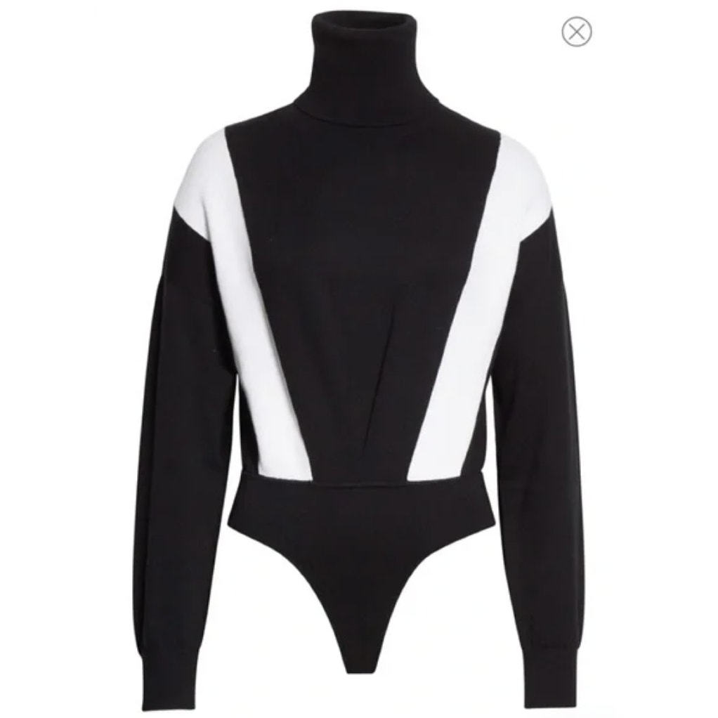 NEW RtA Isla Colorblock Bodysuit Women's Black White Size M