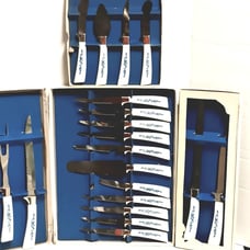 Vtg Sheffield English Stainless Blades Golden Prestige 19 Piece Floral Cutlery
