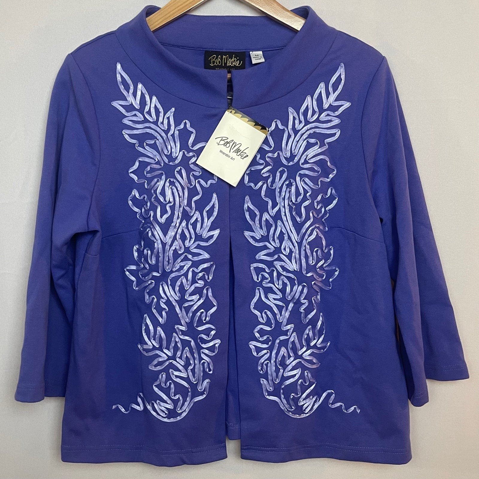 Bob Mackie Wearable Art Lavander Cardigan Size M NWT